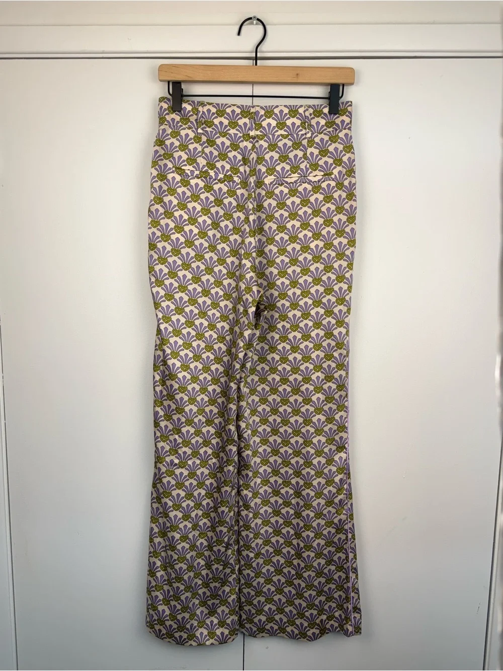 Zara Pineapple Print Matching Shirt Wide Leg Pants Set S